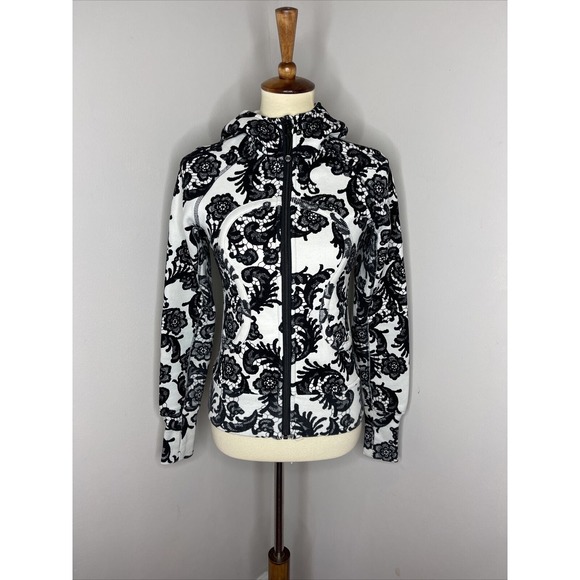 Lululemon Scuba Hoodie‎ Laceoflage Polar Cream Black Size 4 - Picture 1 of 7